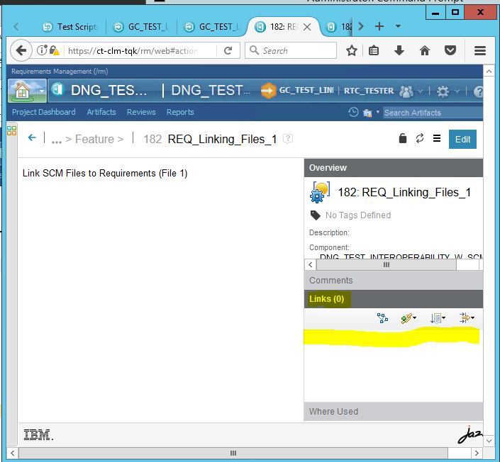 Associated RM artifact showing No Links