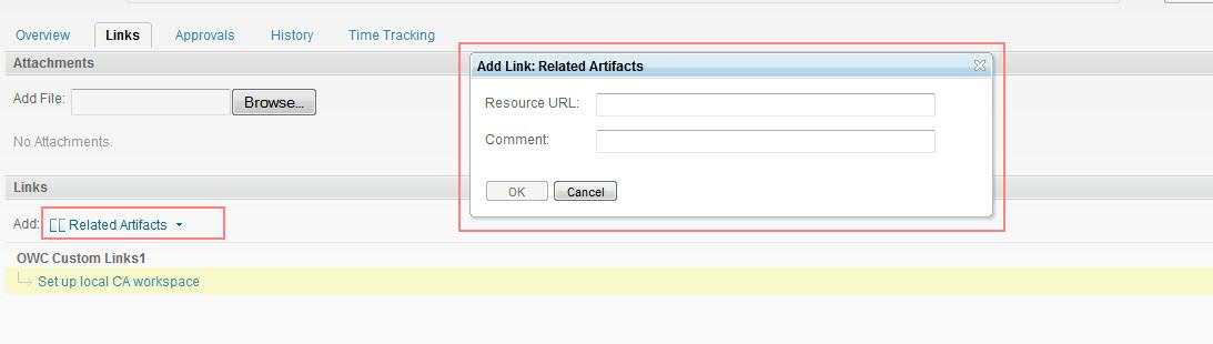 Related Artifacts Custom Link for RTC