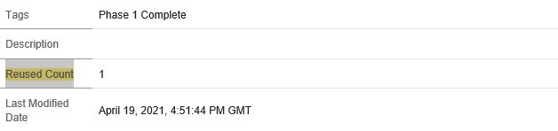 Screen shot of "Reused count" in Report