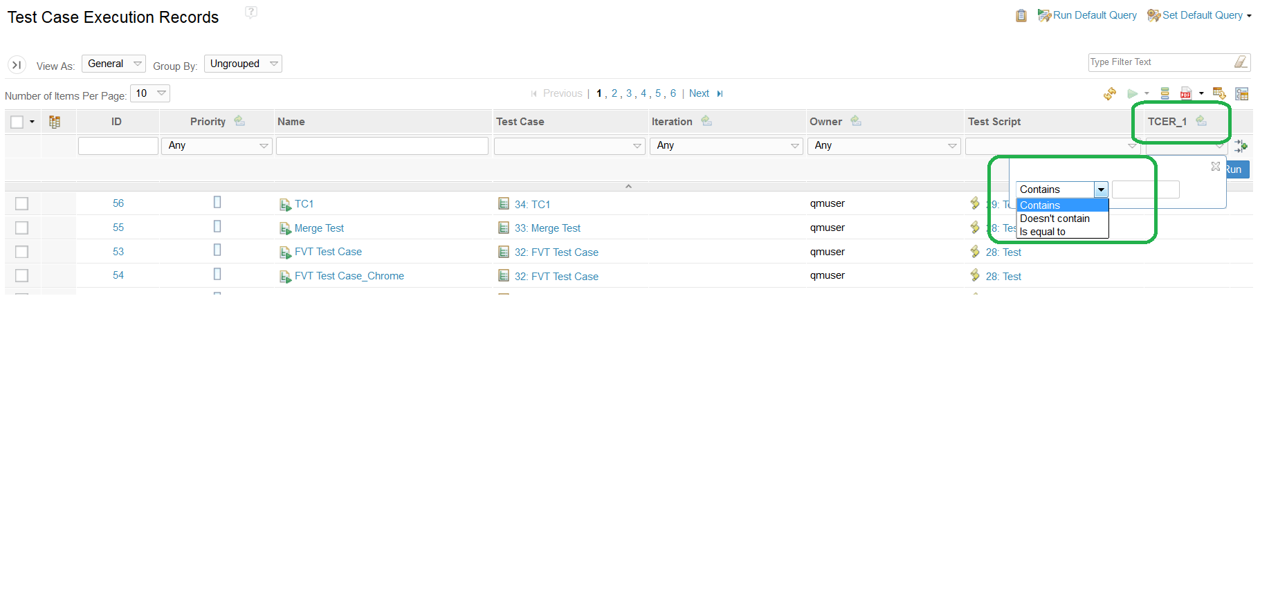 TCER Attribute Filtering