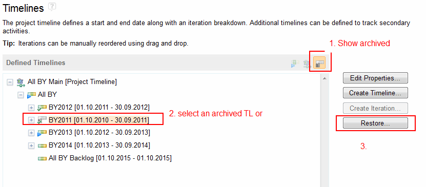 Unarchive TL/Iteration in WebUI