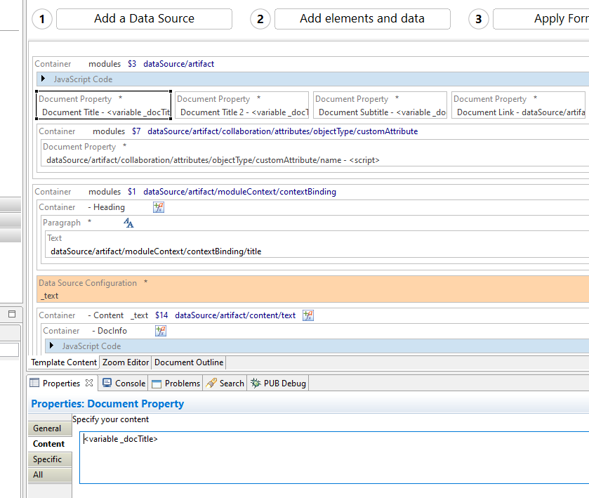 is that possible to set template property as a data source for