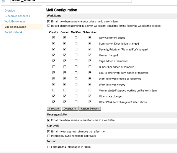 email config