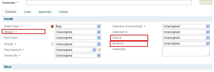 custom field on Defect workitem