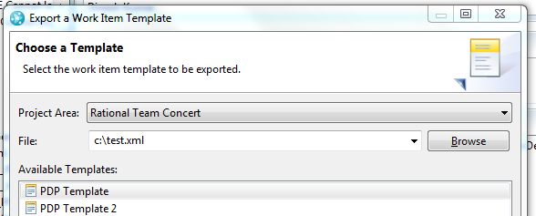 export work item template