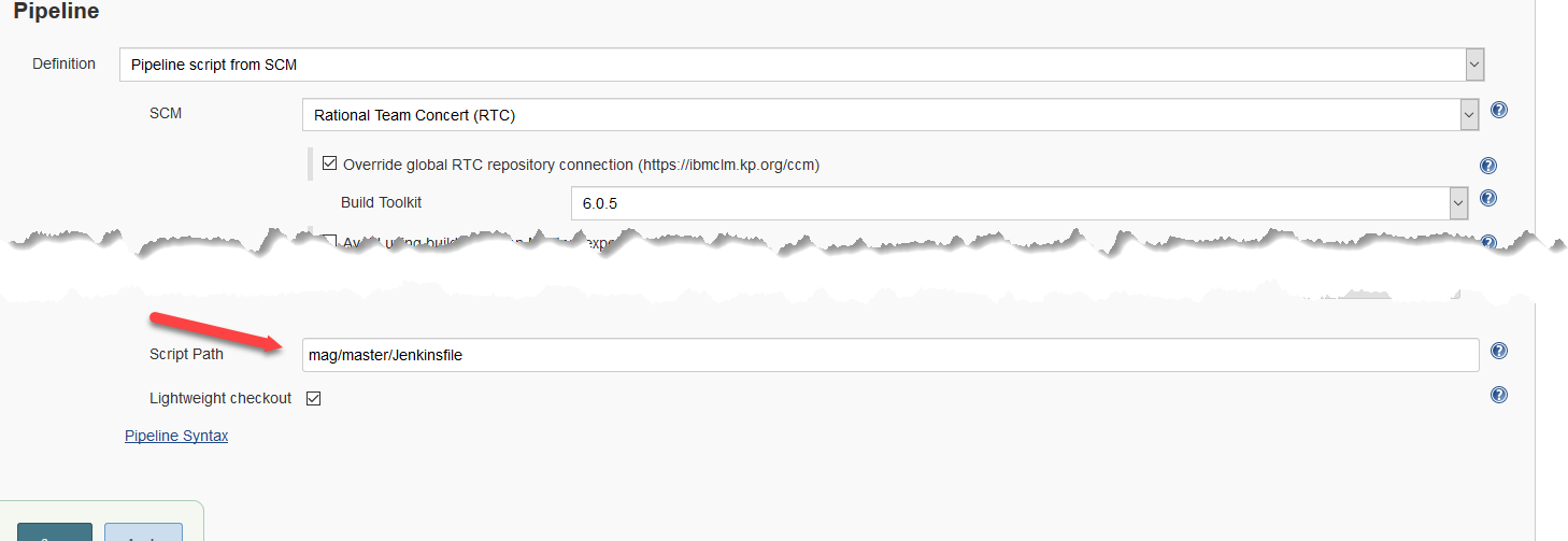 Pipeline configuration