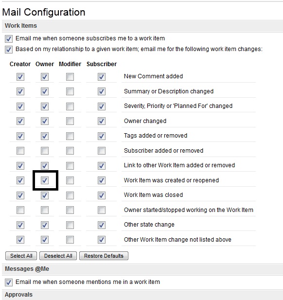 mail config options