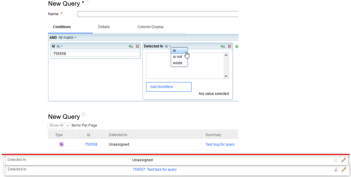 Query for attribute Detected In is Unassigned