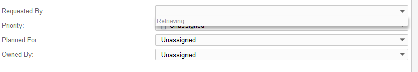 Dropdown stuck on "Receiving"