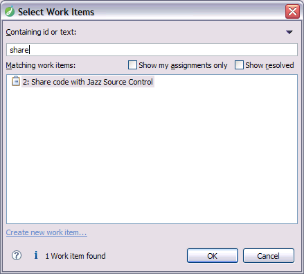 Share code with SCM work item