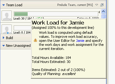 Team Load section after configuration