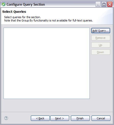 Configure Query Section dialog