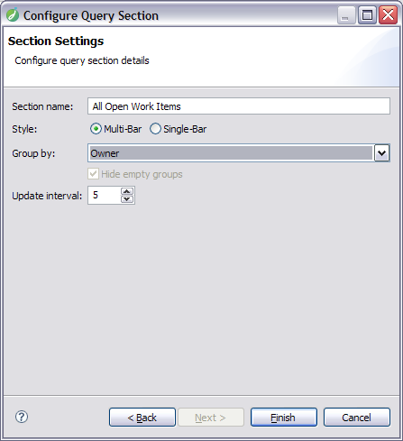 Section Settings page