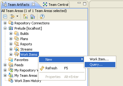 Team Artifacts view: Select the "Work Items" artifact