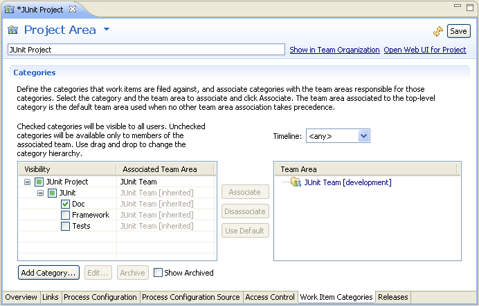 Work Item Categories Page With Multiple Timelines