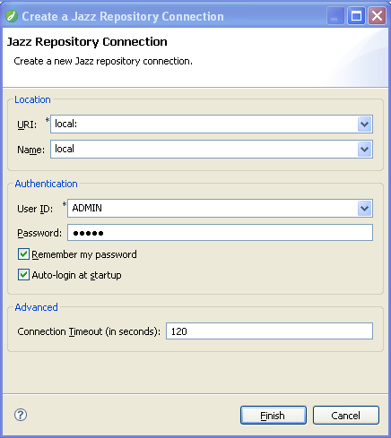 The "Create a Repository Connection" dialog.