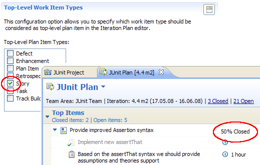 Top-Level Plan Item Configuration Option