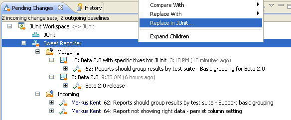 Replacing baseline in JUnit stream