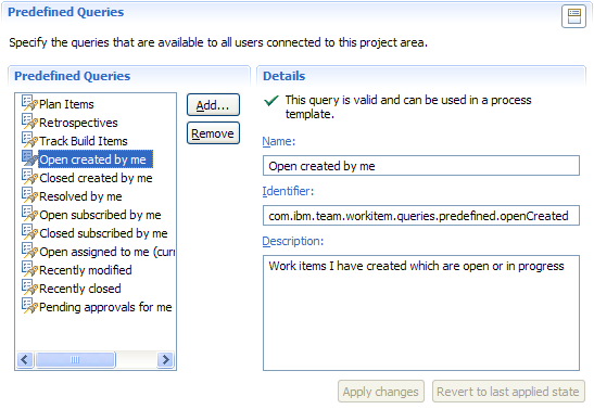 Predefined Queries