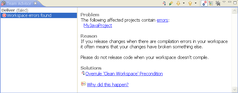 Team Advisor - code delivery failure