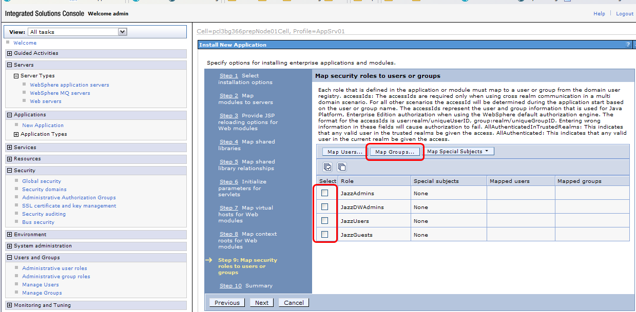 Mapping group. Integrated solutions Console.