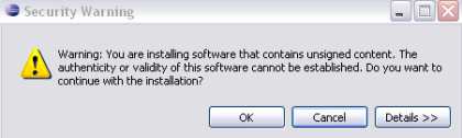 Security warning dialog