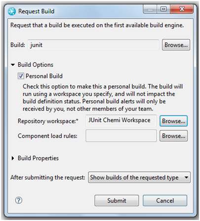 Figure 11.- Example of a personal build execution