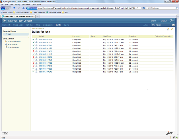 Figure 22.- Example of reports related to the builds