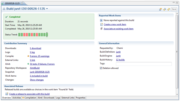 Figure 9.- Example of a build result