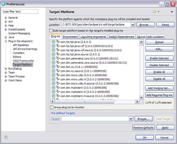 Setting plug-in target platform