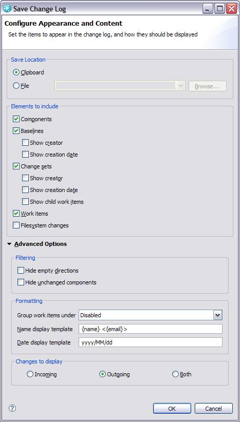 Save Change Log Dialog