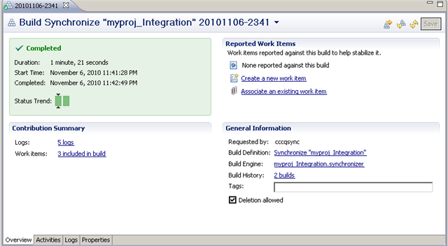 Synchronization log