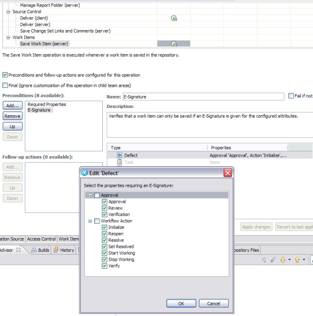 Choosing Which Approval and State Changes to Enforce E-Signature