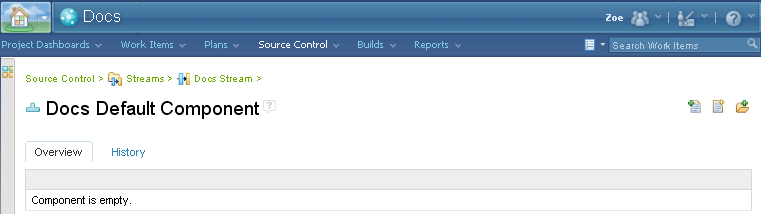 Browsing a stream in the Source Control Web UI
