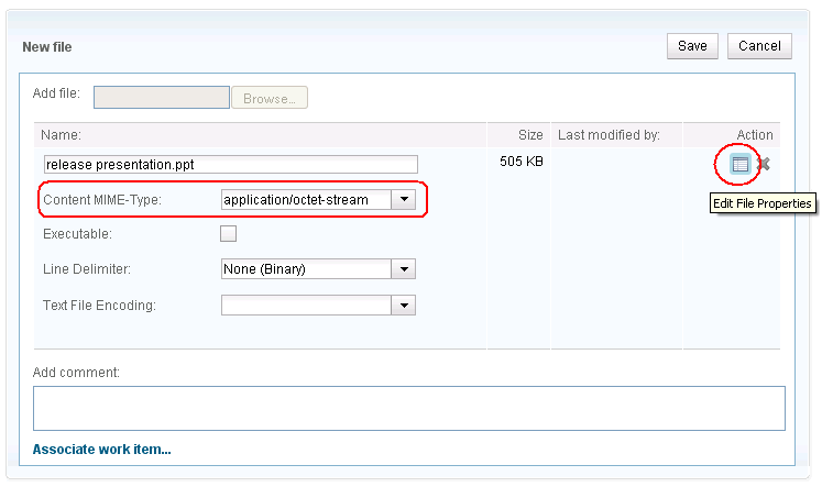 User can click on Edit file properties to access the content type