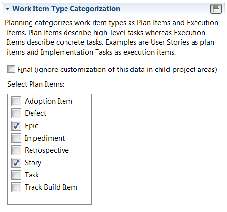 Plan Item Configuration Option