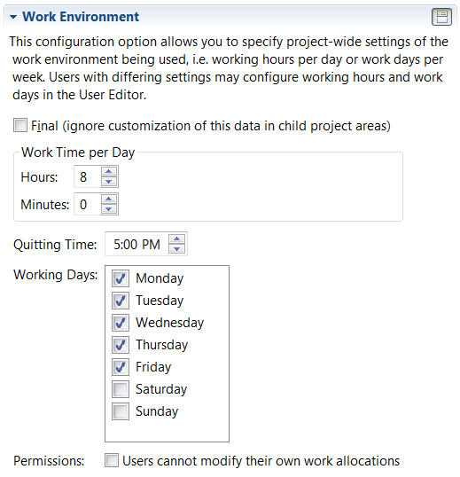 Work Resources Configuration Option