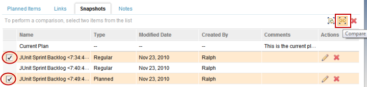 Compare two snapshots to understand the changes