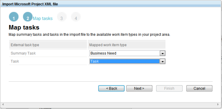 Import project plan data  - step 2 map task types