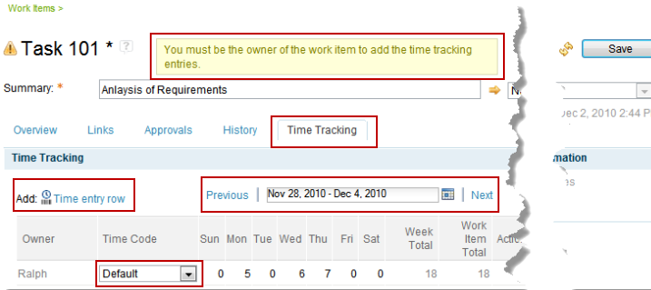 Time tracking on work items