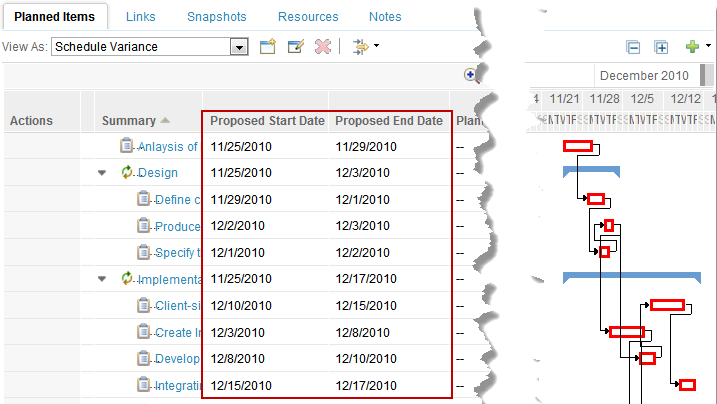 Proposed start end end dates are set by snapshot