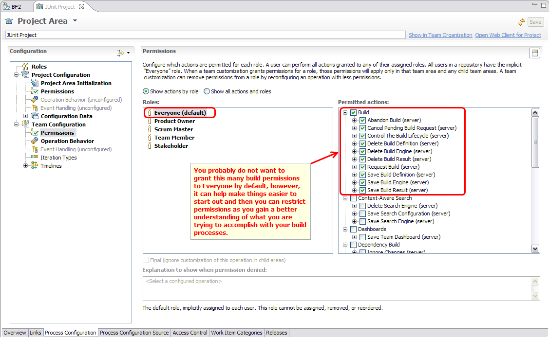 Project Area Build Permissions