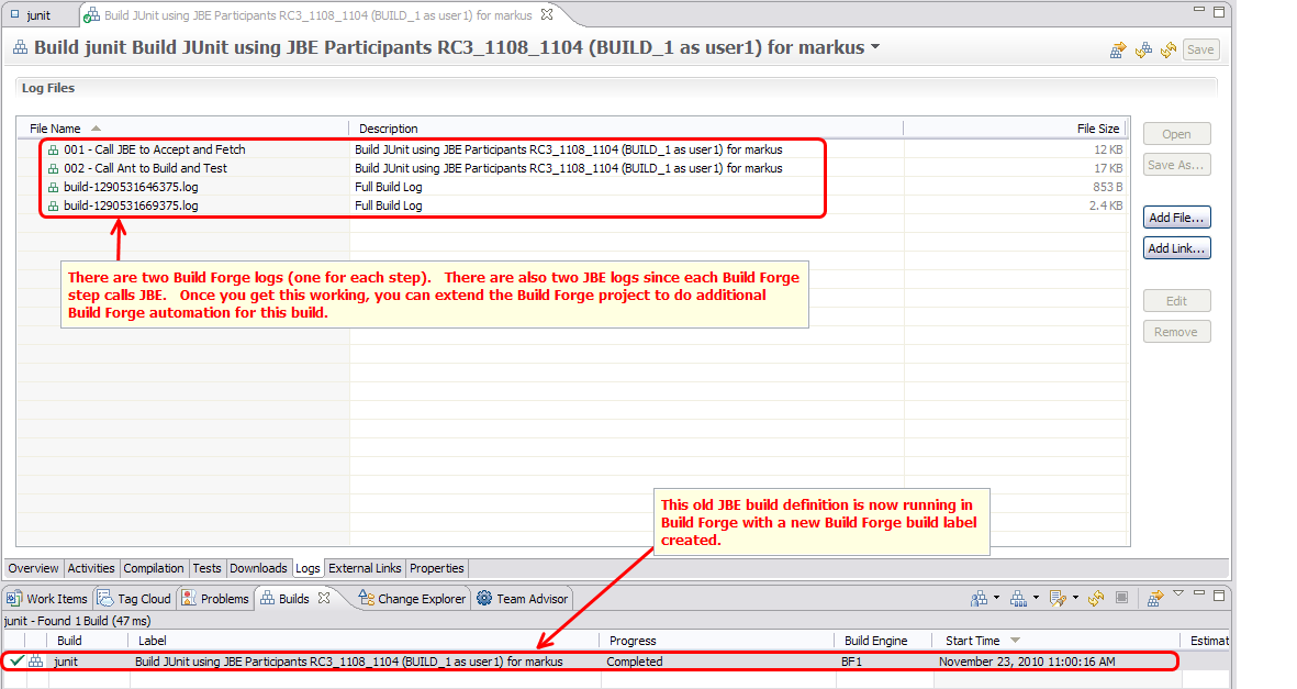 Log Output from Build Request