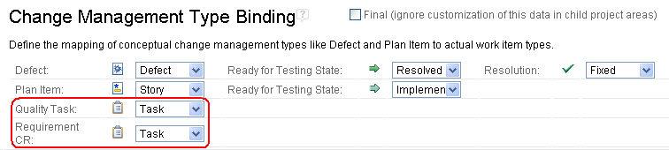 Change Management Type Bindings in Web UI