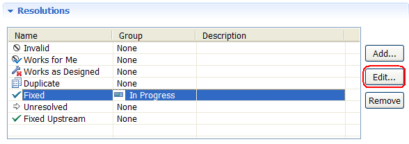 Workflow Resolution table with State Groups in Eclipse UI