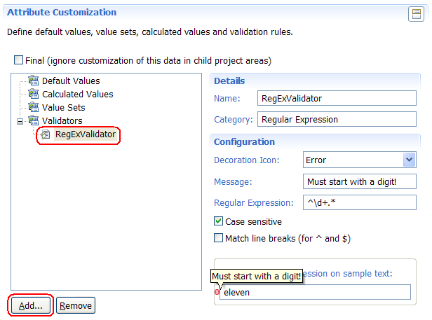 Example of Regular Expression validator