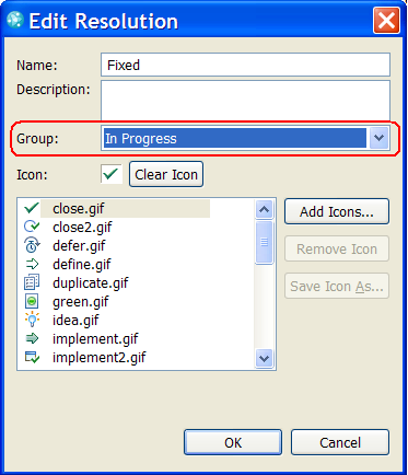 Edit Resolution dialog in Eclipse UI