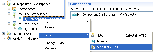 Show          Repository Files on Component
