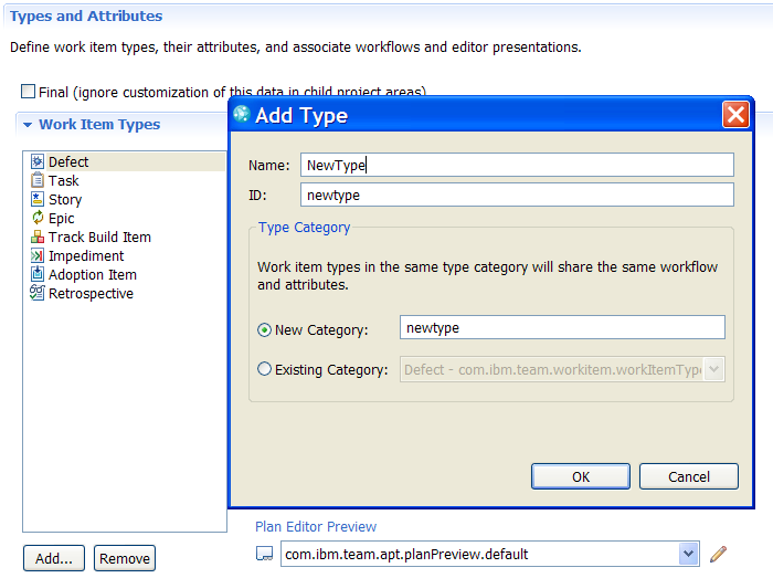 New Type dialog in Eclipse UI