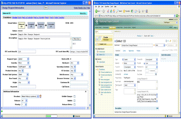 Traceability link between a RTC WI and its corresponding Change CR